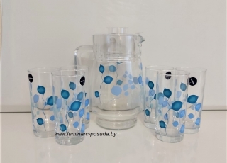 MISTY BLUE стаканы+кувшин